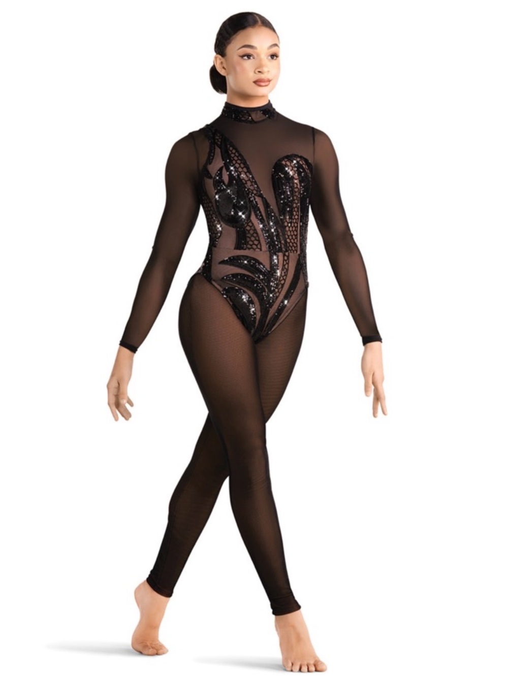 Black Sheer Sequin Mesh Costume